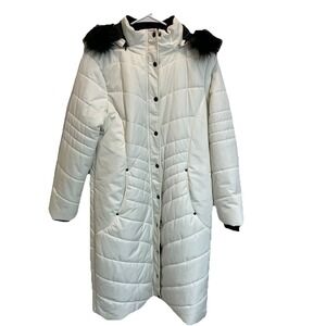 Monroe & Main White Long Hooded Coat Women's Size Large
